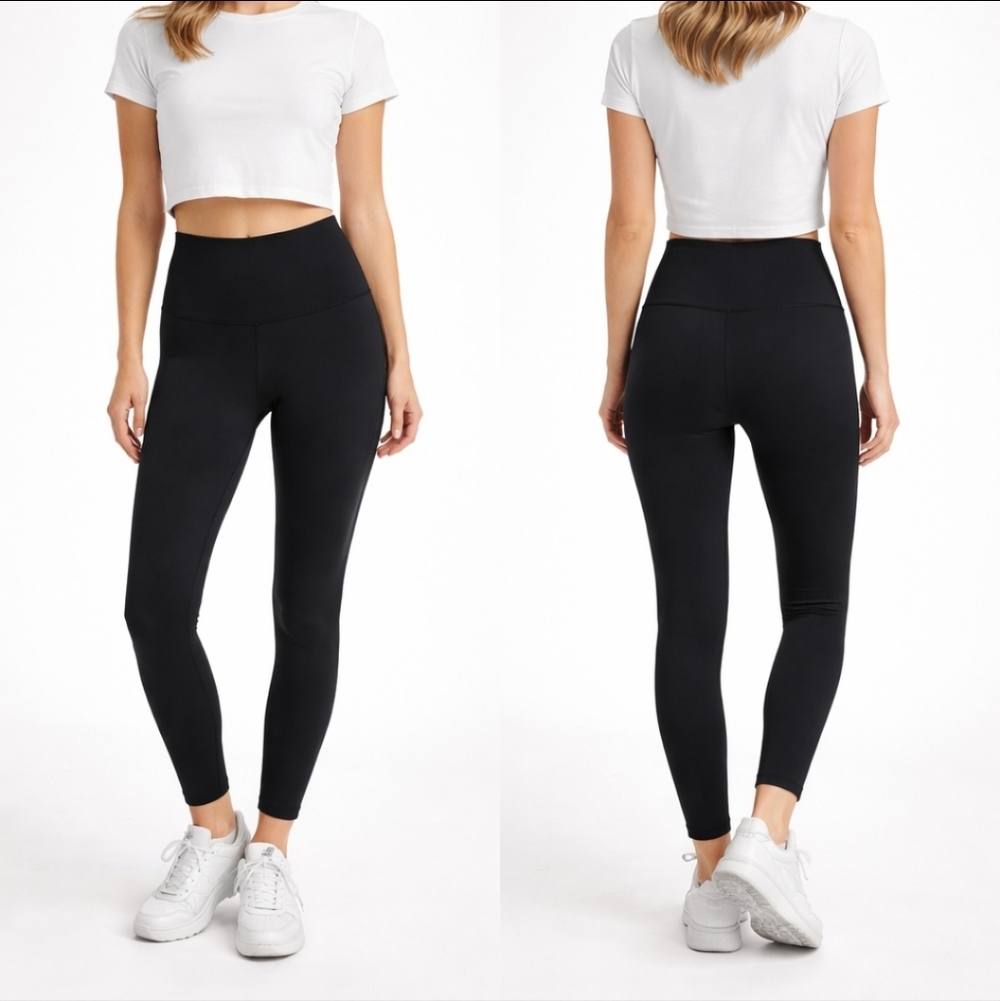 ETHOS Black Skinny Leggings XS High Waist Cropped Athletic Yoga Pants